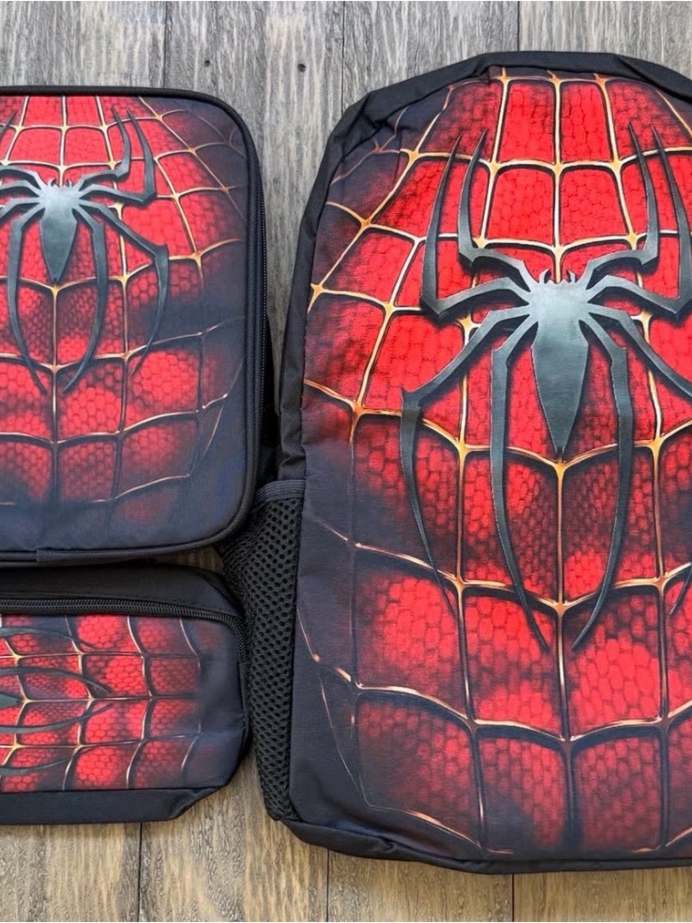 Spider Web Print kids Backpack Set - 3 bags - backpack, lunchbox & pencil holder